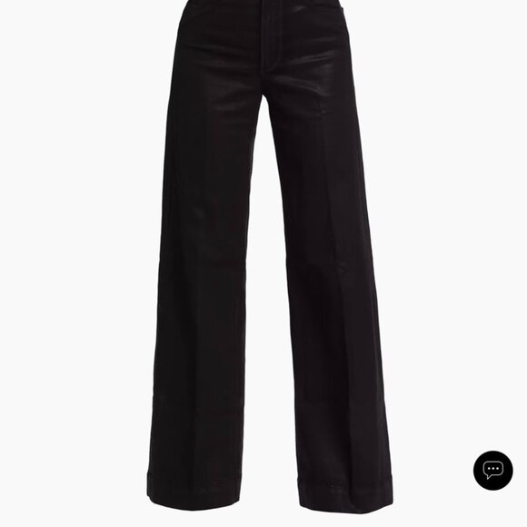 New Joe's Jeans The Mia High Rise Wide Leg Coated Subtle Sheer Black Sz 25 - Picture 10 of 12